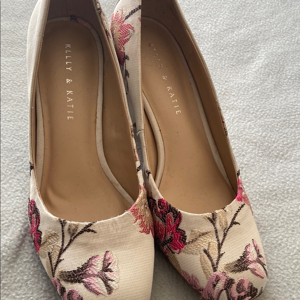 Kelly & Katie Pink and Cream Floral Heels